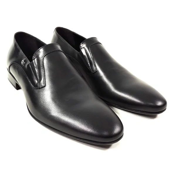 GOODMAN ?? MEN\'S BLACK SOFT LEATHER FLAT COMFORT LOAFERS GOODMAN ?? MEN main image 3